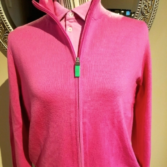 Ralph Lauren Sweaters - Ralph Lauren 100% Wool Pink Golf Cardigan Sweater